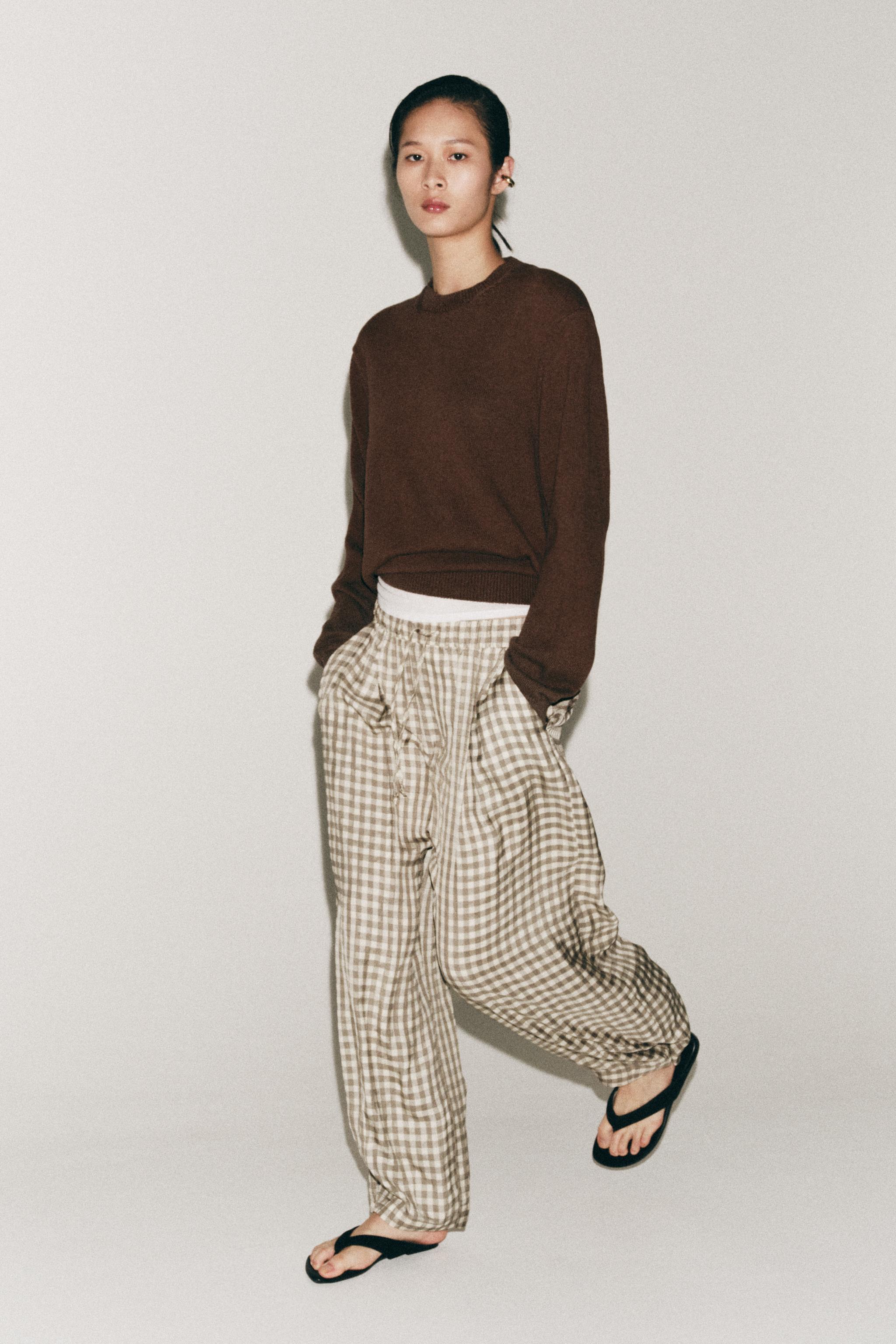 ZW COLLECTION FLOWY PLAID PANTS